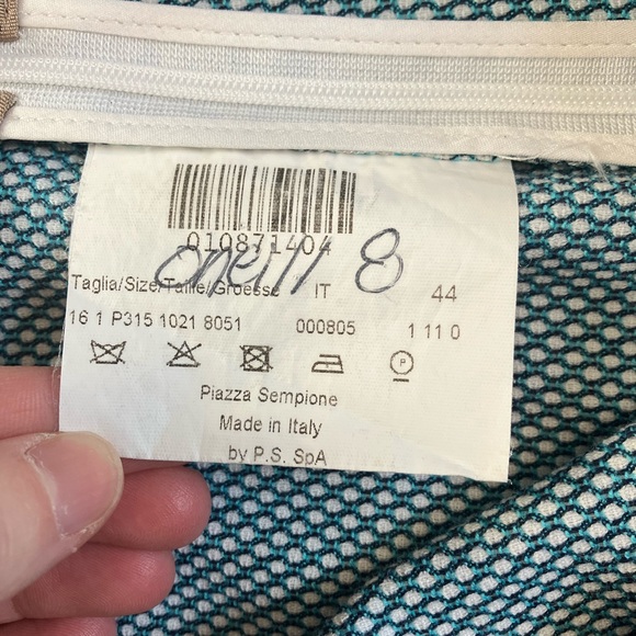 Piazza Sempione Audrey Blue Micro Print Capri Pants size IT 44 US 8 - Picture 8 of 10